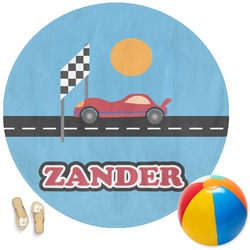 Race Car Round Beach Towel (Personalized)