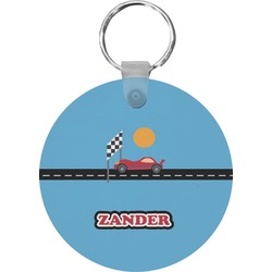 Race Car Round Plastic Keychain (Personalized)