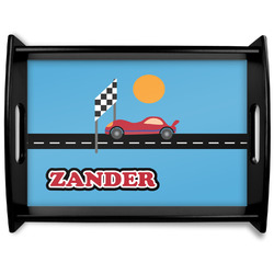 Race Car Black Wooden Tray - Large w/ Name or Text