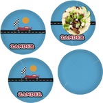 Race Car Set of 4 Glass Lunch / Dinner Plate 10" (Personalized)