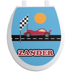 Race Car Toilet Seat Decal - Round (Personalized)