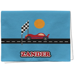 Race Car Kitchen Towel - Waffle Weave (Personalized)