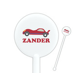 Race Car 5.5" Round Plastic Stir Sticks - White - Single Sided (Personalized)