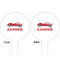 Race Car White Plastic 6" Food Pick - Round - Double Sided - Front & Back