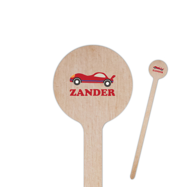 Custom Race Car 7.5" Round Wooden Stir Sticks - Single Sided (Personalized)