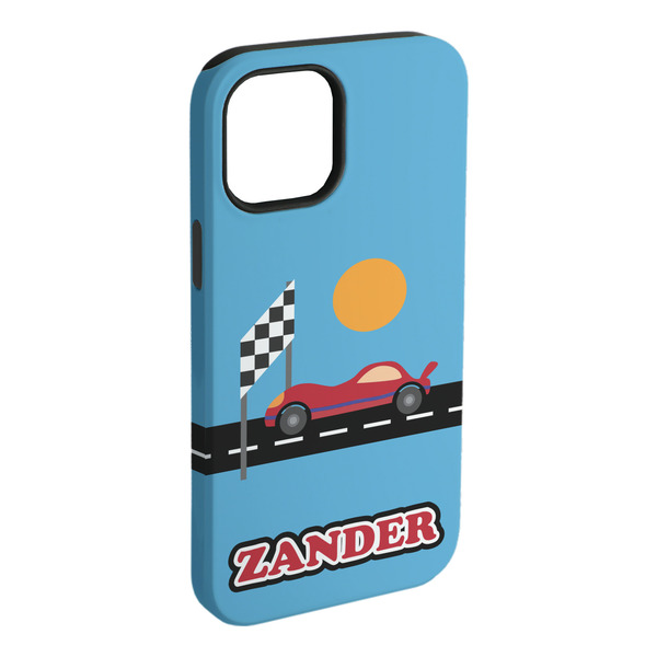 Custom Race Car iPhone Case - Rubber Lined - iPhone 15 Pro Max (Personalized)