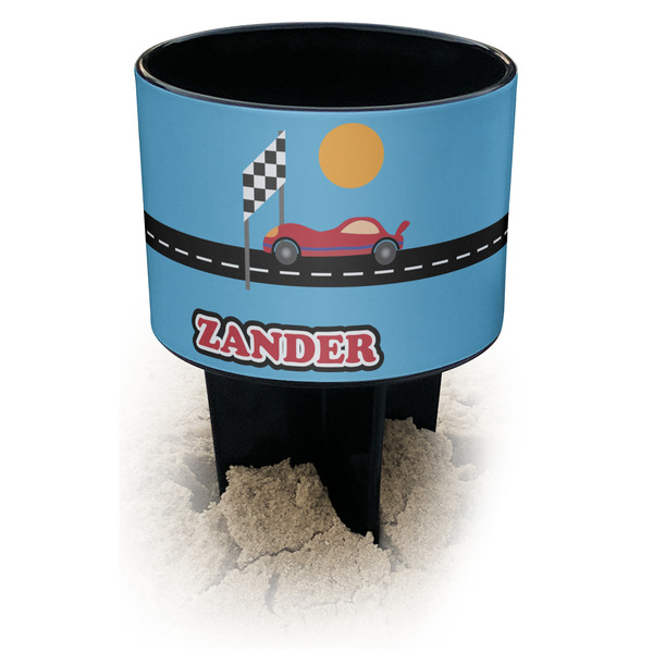 Custom Race Car Black Beach Spiker Drink Holder (Personalized)