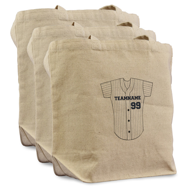 Custom Baseball Jersey Reusable Cotton Grocery Bags - Set of 3 (Personalized)