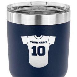 Baseball Jersey 30 oz Stainless Steel Tumbler - Navy - Double Sided (Personalized)
