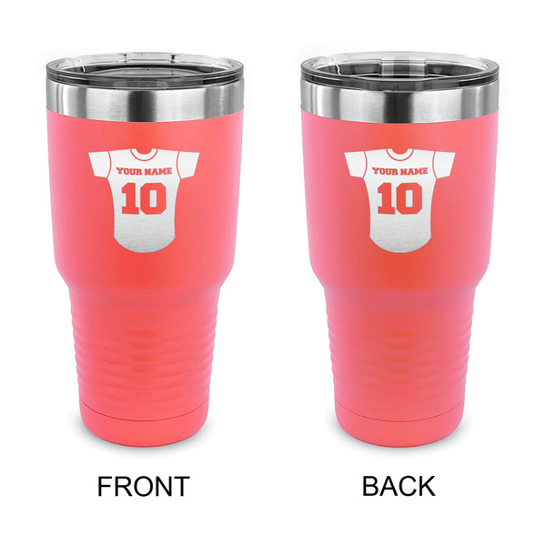 Custom Baseball Jersey 30 oz Stainless Steel Tumbler - Coral - Double Sided (Personalized)