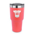 Baseball Jersey 30 oz Stainless Steel Tumbler - Coral - Single Sided (Personalized)