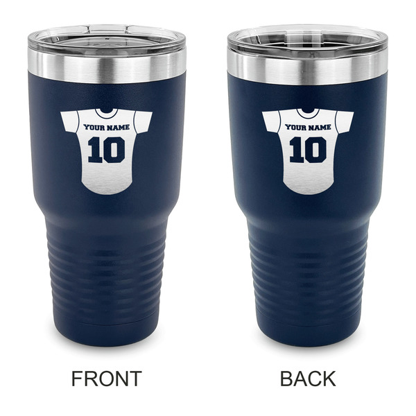 Custom Baseball Jersey 30 oz Stainless Steel Tumbler - Navy - Double Sided (Personalized)