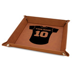 Baseball Jersey Faux Leather Dice Tray - 9" x 9" - Rawhide (Personalized)