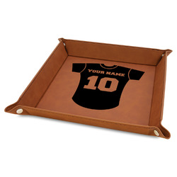 Baseball Jersey 9" x 9" Leather Valet Tray w/ Name and Number