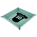 Baseball Jersey Faux Leather Dice Tray - 9" x 9"  - Teal (Personalized)