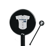 Baseball Jersey 5.5" Round Plastic Stir Sticks - Black - Double Sided (Personalized)