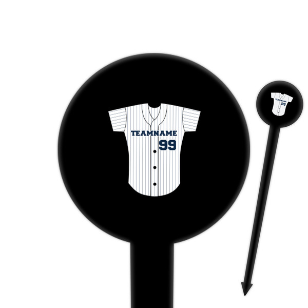 Custom Baseball Jersey 6" Round Plastic Food Picks - Black - Double Sided (Personalized)