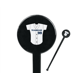 Baseball Jersey 7" Round Plastic Stir Sticks - Black - Double Sided (Personalized)
