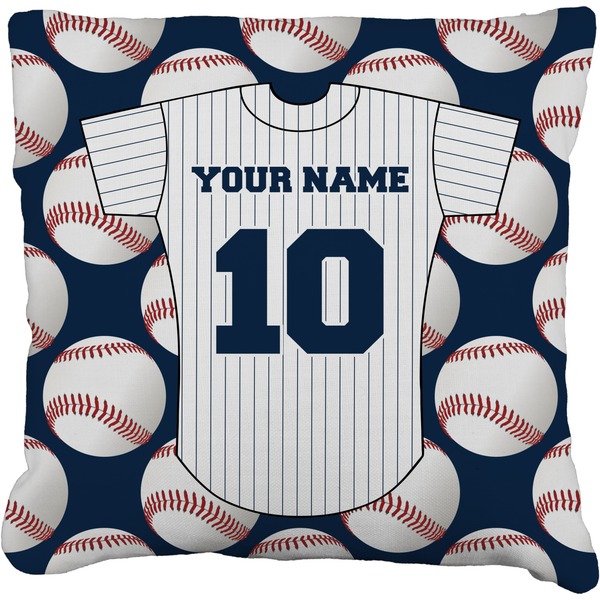 Custom Baseball Jersey Faux-Linen Throw Pillow 16" (Personalized)