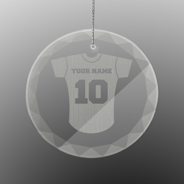 Custom Baseball Jersey Engraved Glass Ornament - Round (Personalized)