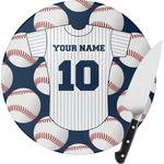 Baseball Jersey Round Glass Cutting Board (Personalized)