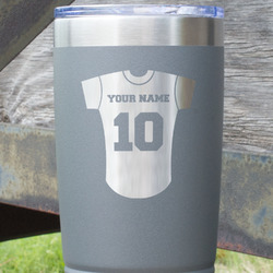 Baseball Jersey 20 oz Stainless Steel Tumbler - Grey - Double Sided (Personalized)