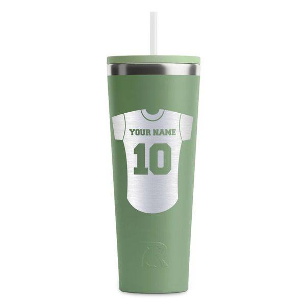 Custom Baseball Jersey RTIC Everyday Tumbler with Straw - 28oz - Light Green - Single-Sided (Personalized)