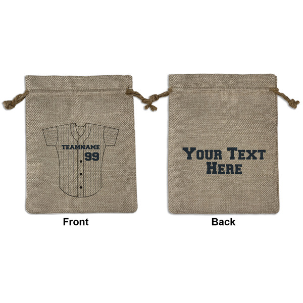 Custom Baseball Jersey Medium Burlap Gift Bag - Front & Back (Personalized)