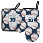 Baseball Jersey Left Oven Mitt & Pot Holder Set w/ Name and Number