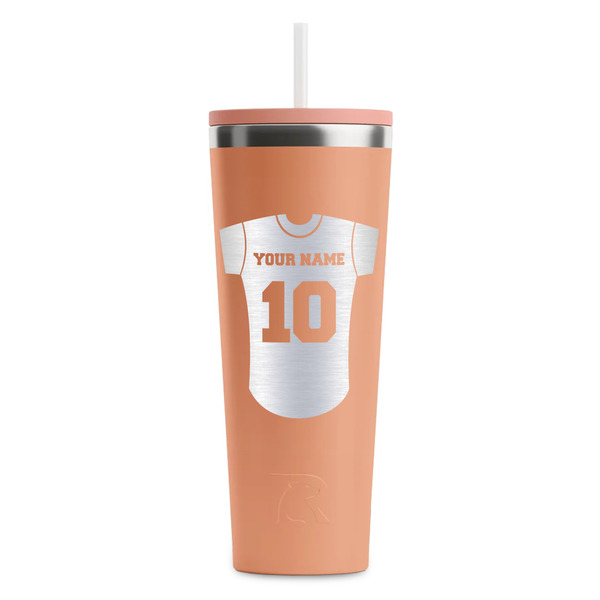 Custom Baseball Jersey RTIC Everyday Tumbler with Straw - 28oz - Peach - Single-Sided (Personalized)