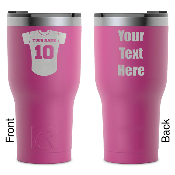 Custom Baseball Jersey RTIC Tumbler - Magenta - Laser Engraved - Double-Sided (Personalized)