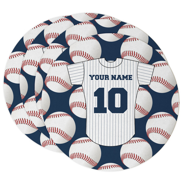 Custom Baseball Jersey Round Paper Coasters w/ Name and Number