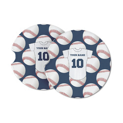 Baseball Jersey Sandstone Car Coasters - Set of 2 (Personalized)