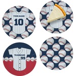 Baseball Jersey Set of 4 Glass Appetizer / Dessert Plate 8" (Personalized)