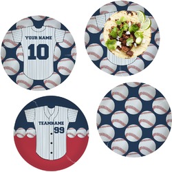 Baseball Jersey Set of 4 Glass Lunch / Dinner Plate 10" (Personalized)