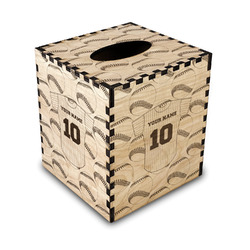 Baseball Jersey Wood Tissue Box Cover - Square (Personalized)