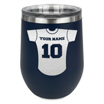 Baseball Jersey Stemless Stainless Steel Wine Tumbler - Navy - Single Sided (Personalized)