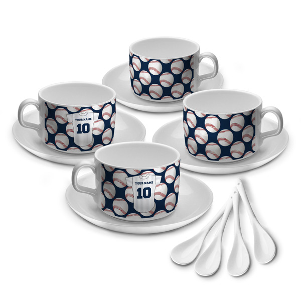 Custom Baseball Jersey Tea Cup - Set of 4 (Personalized)