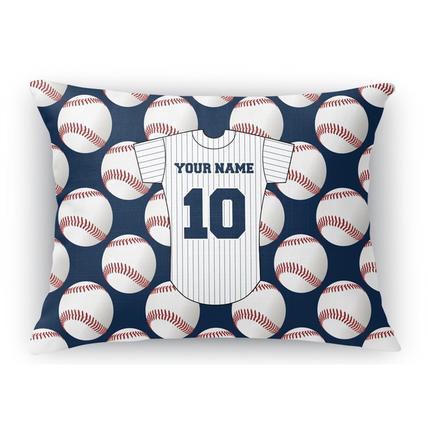 Custom Baseball Jersey Rectangular Throw Pillow Case - 12"x18" (Personalized)