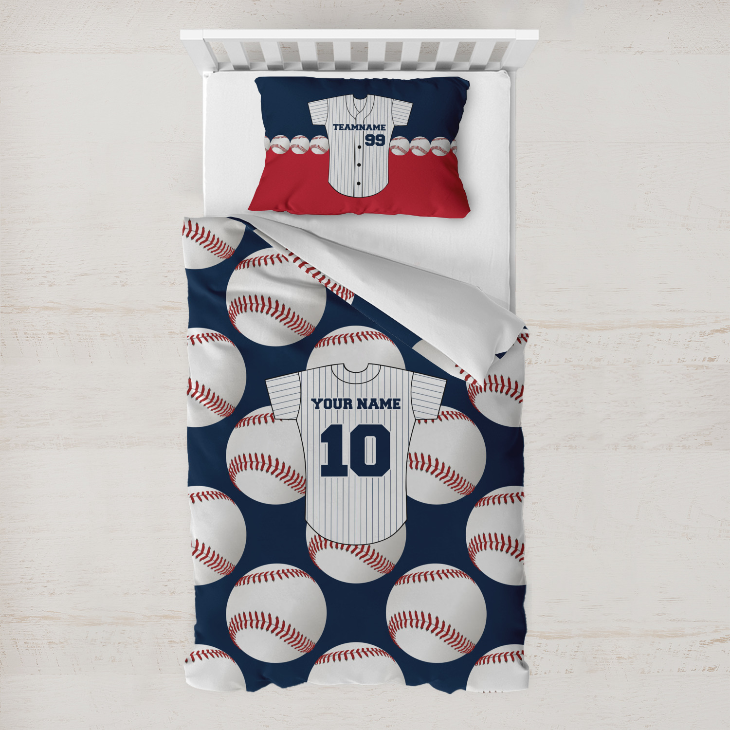 Baseball Jersey Toddler Bedding Set w/ Name and Number - YouCustomizeIt