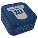 Baseball Jersey Travel Jewelry Box - Navy Blue Leather (Personalized)