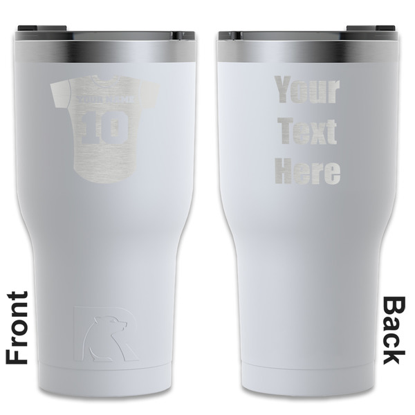 Custom Baseball Jersey RTIC Tumbler - White - Engraved Front & Back (Personalized)