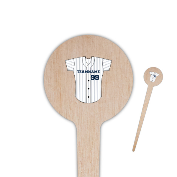 Custom Baseball Jersey 4" Round Wooden Food Picks - Double Sided (Personalized)