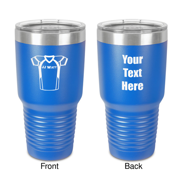 Custom Football Jersey 30 oz Stainless Steel Tumbler - Royal Blue - Double-Sided (Personalized)