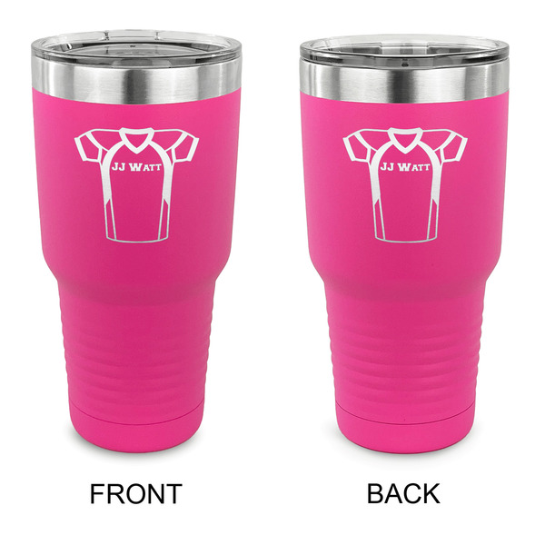 Custom Football Jersey 30 oz Stainless Steel Tumbler - Pink - Double Sided (Personalized)