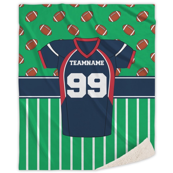 Custom Football Jersey Sherpa Throw Blanket - 60"x80" (Personalized)