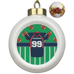 Football Jersey Ceramic Ball Ornaments - Poinsettia Garland (Personalized)