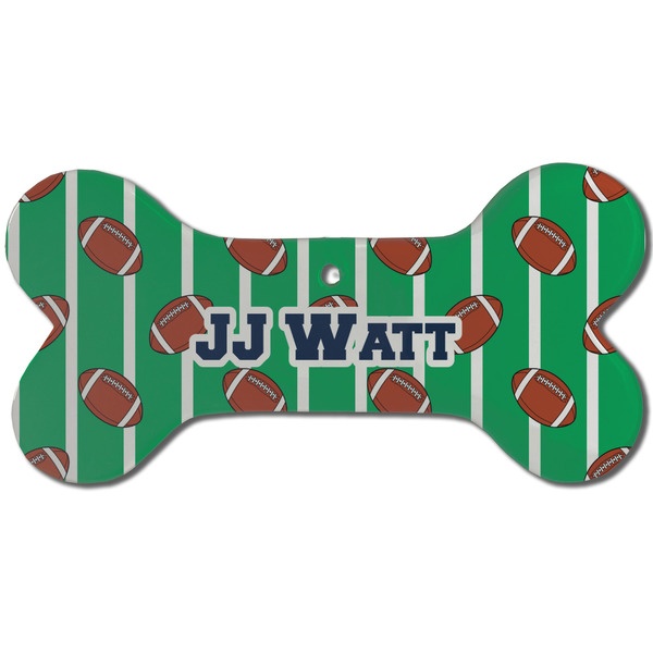 Custom Football Jersey Ceramic Dog Ornament - Front w/ Name and Number