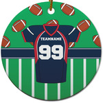 Football Jersey Round Ceramic Ornament w/ Name and Number