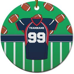 Football Jersey Round Ceramic Ornament w/ Name and Number